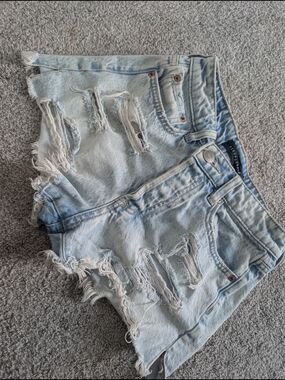Aeropostale Light Blue Distressed Denim Cutoff Shorts